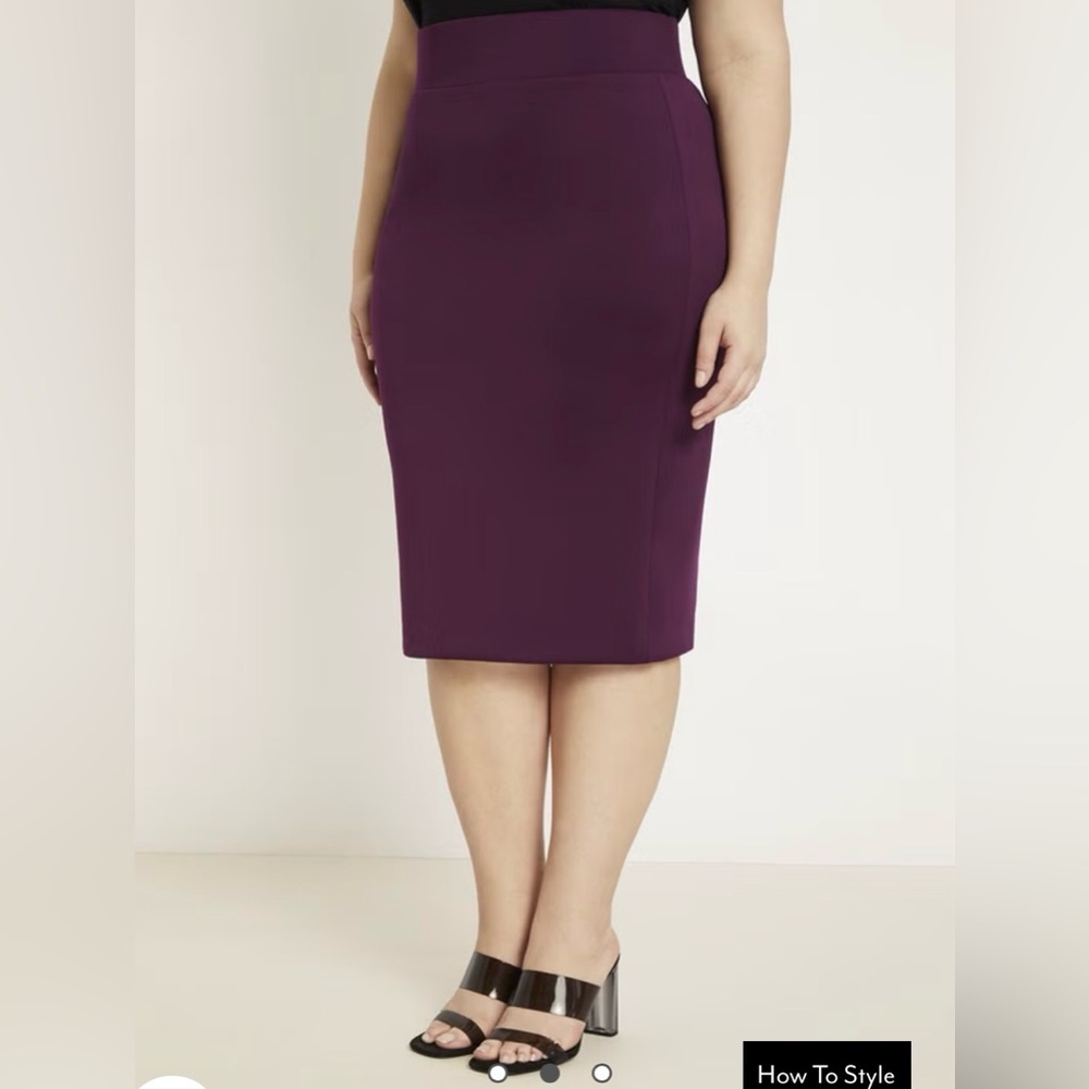 NWT Elegant Neoprene Deep Plum Women's Pencil Skirt
